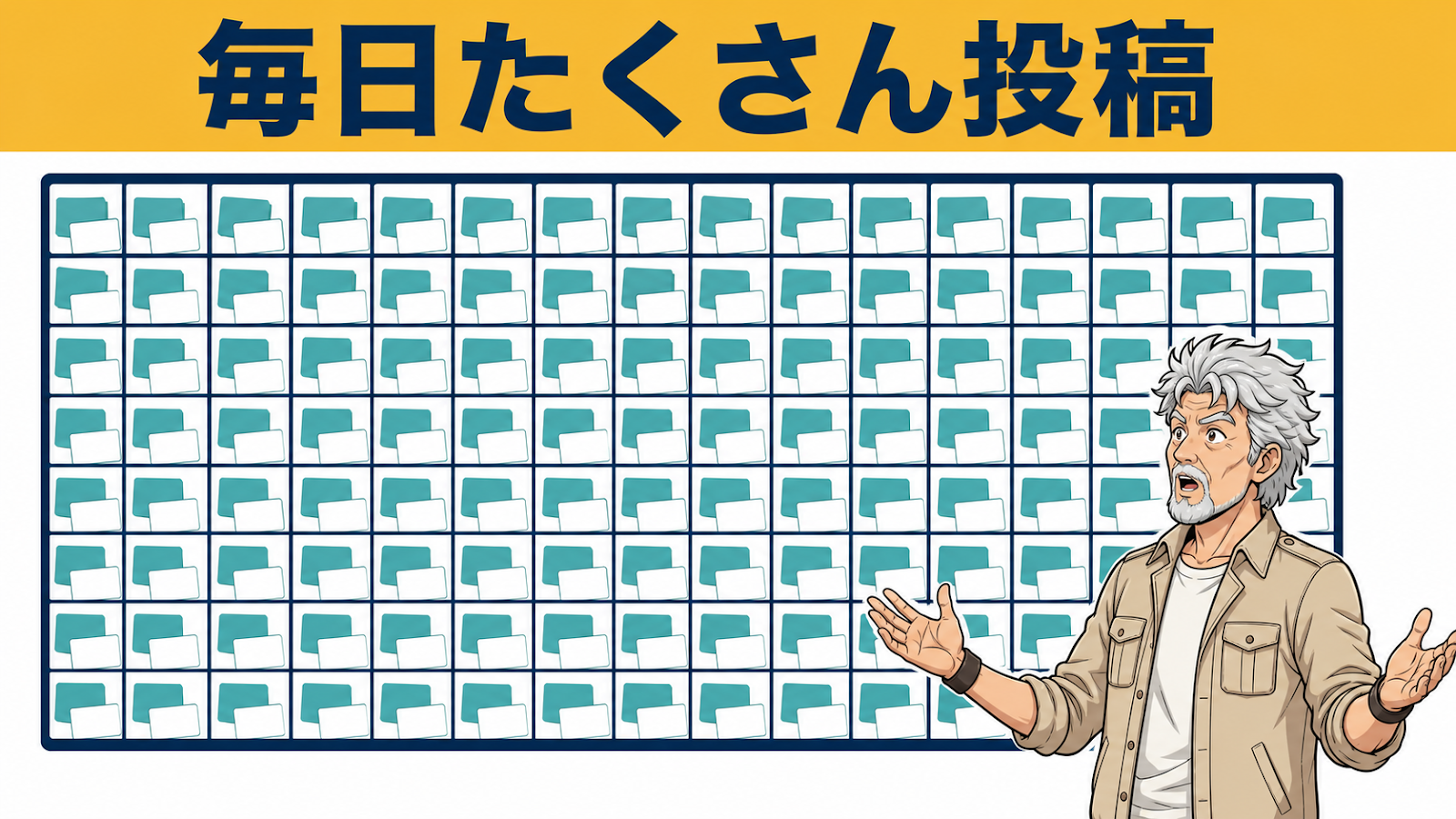 毎日たくさんの投稿を積み上げる投稿量の規模を示す図