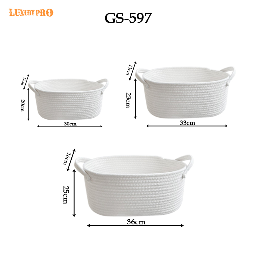 Cotton Rope Short Handle Storage Basket