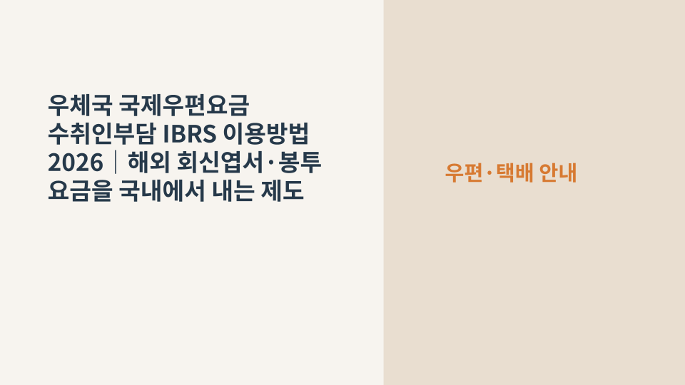 해외 고객이 별도 우표 부담 없이 회신할 수 있도록 준비한 국제 회신용 엽서와 봉투