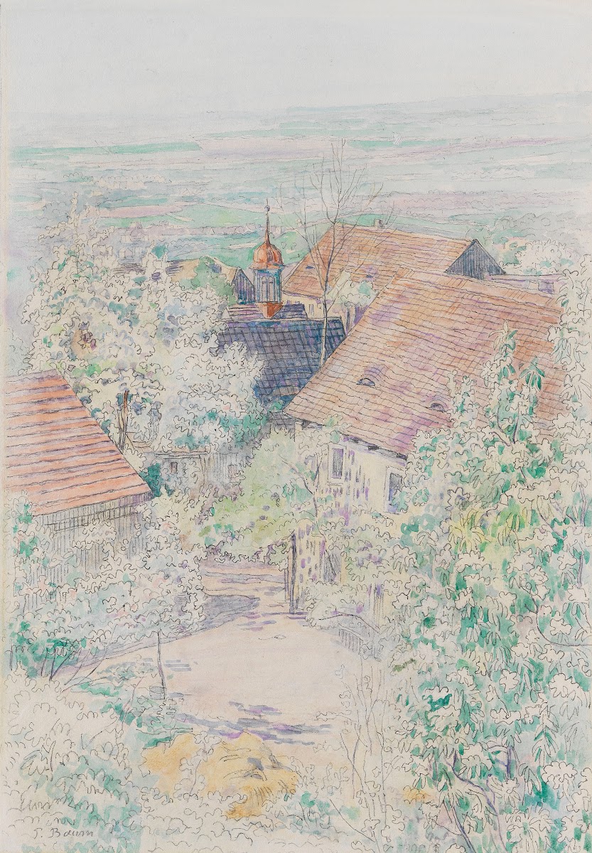 View from Homberg an der Efze over flowering trees 1917