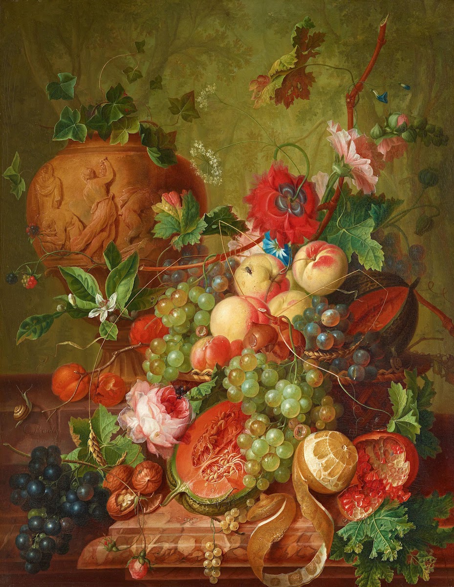 Früchtestillleben mit Tonvase 1779
