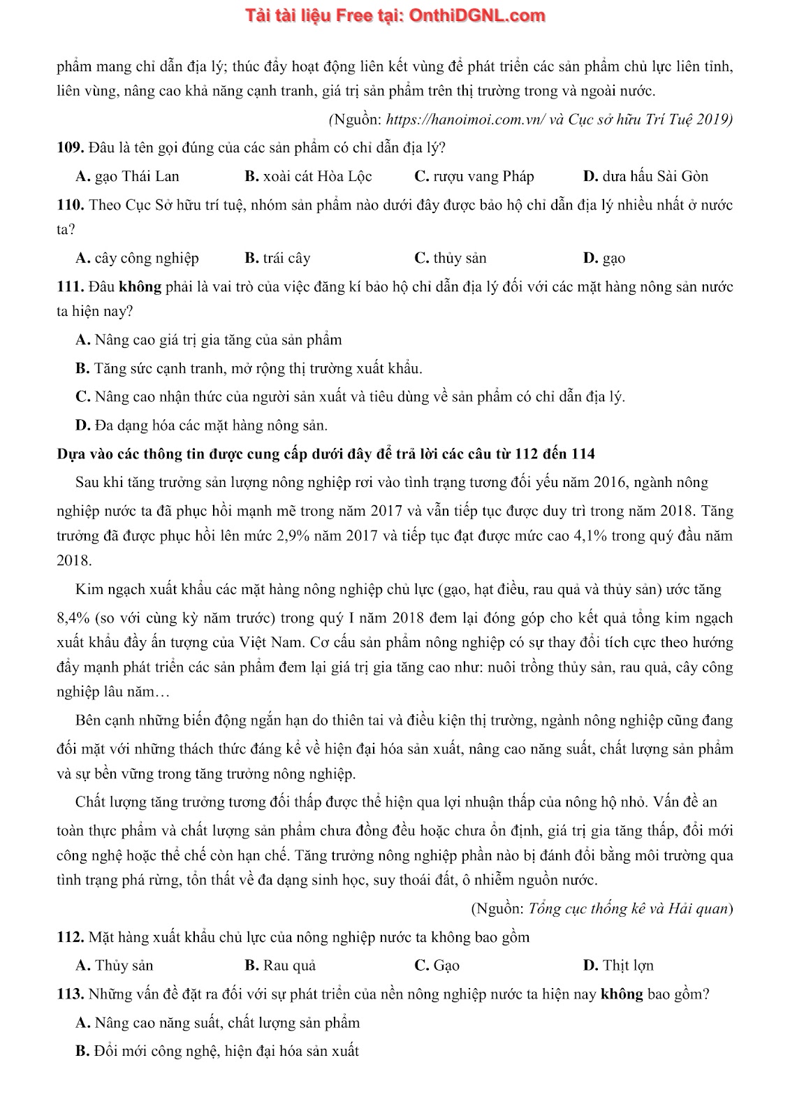 250 bài tập môn Địa Lý - Ôn thi ĐGNL ĐHQG TP HCM Phần 7