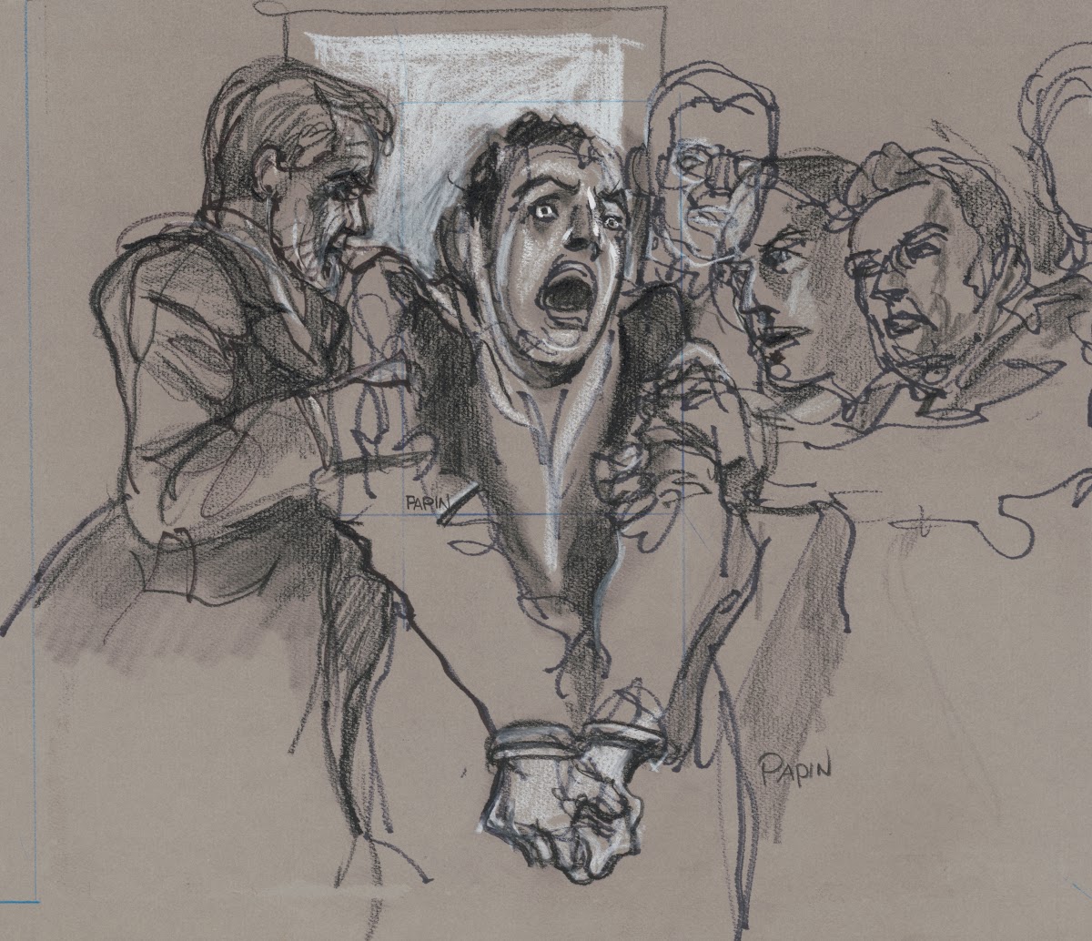 Son of Sam serial killer David Berkowitz handcuffed and screaming as guards remo