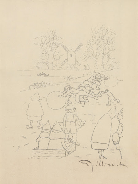 Jeu de neige devant le moulin 1918