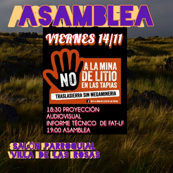 ASAMBLEA: No a la mina de litio en Las Tapias