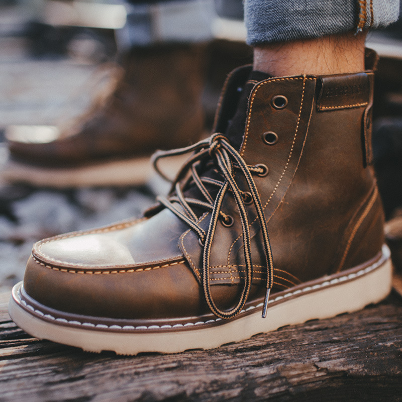 Men's Retro-Style Leather Work Boots