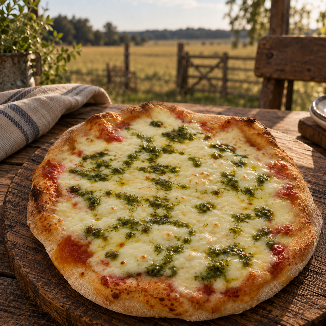 Pizza Muzzarella Estilo Napolitano de Masa Madre con Harina Orgánica