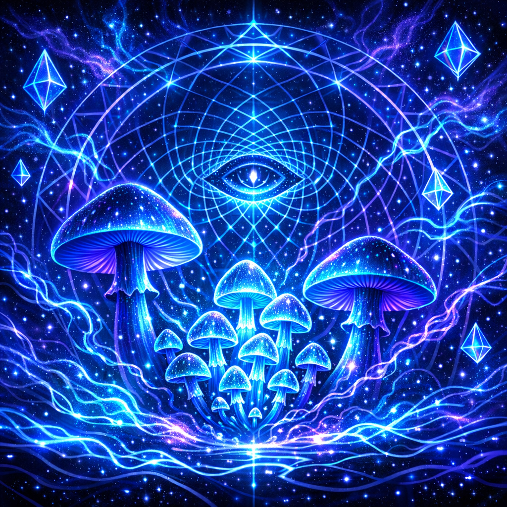 mushroom tolerance – creative and expressive visual interpretation with psychedelic tones and a personal journey aesthetic