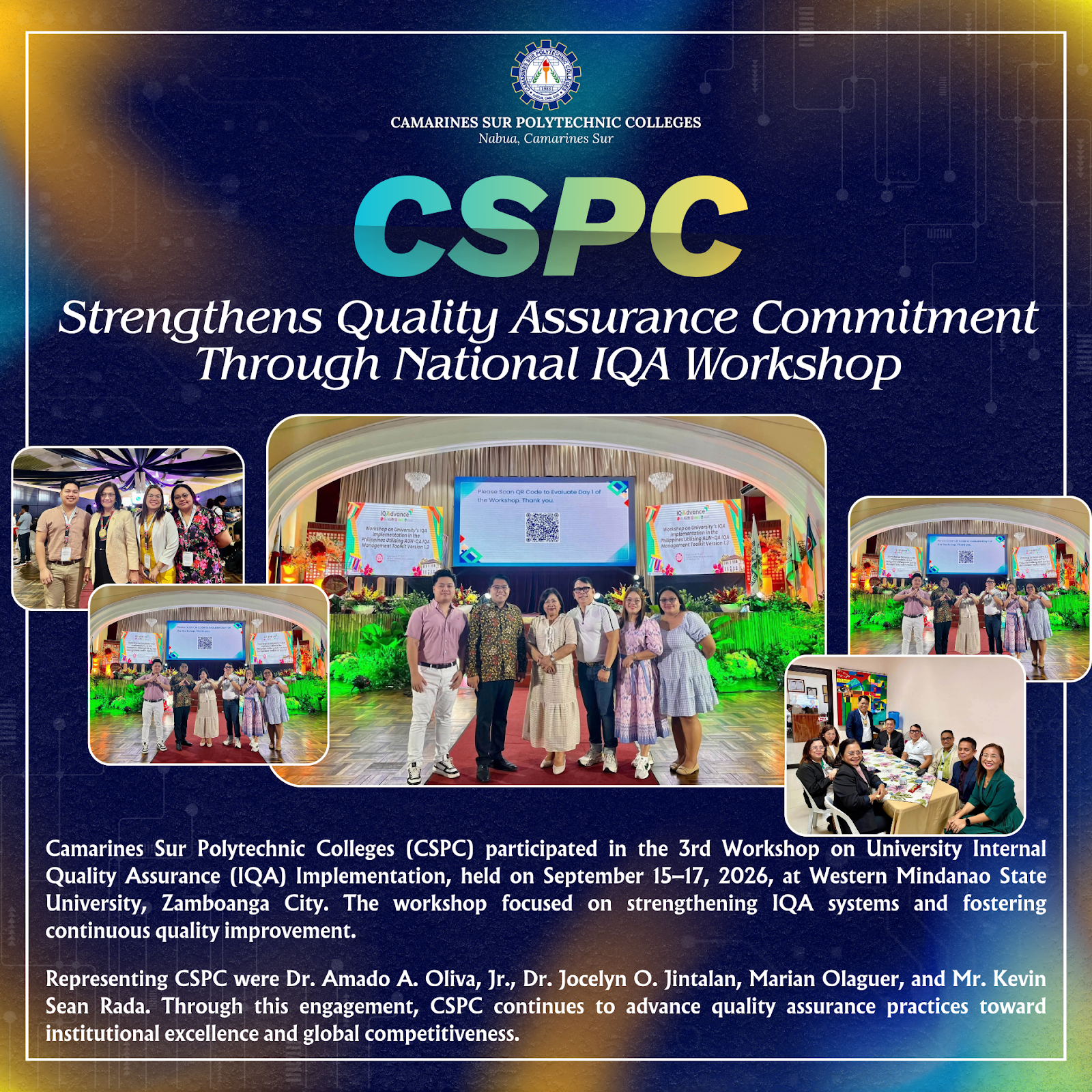 𝗖𝗦𝗣𝗖 𝗦𝘁𝗿𝗲𝗻𝗴𝘁𝗵𝗲𝗻𝘀 𝗤𝘂𝗮𝗹𝗶𝘁𝘆 𝗔𝘀𝘀𝘂𝗿𝗮𝗻𝗰𝗲 𝗖𝗼𝗺𝗺𝗶𝘁𝗺𝗲𝗻𝘁 𝗧𝗵𝗿𝗼𝘂𝗴𝗵 𝗡𝗮𝘁𝗶𝗼𝗻𝗮𝗹 𝗜𝗤𝗔 𝗪𝗼𝗿𝗸𝘀𝗵𝗼𝗽