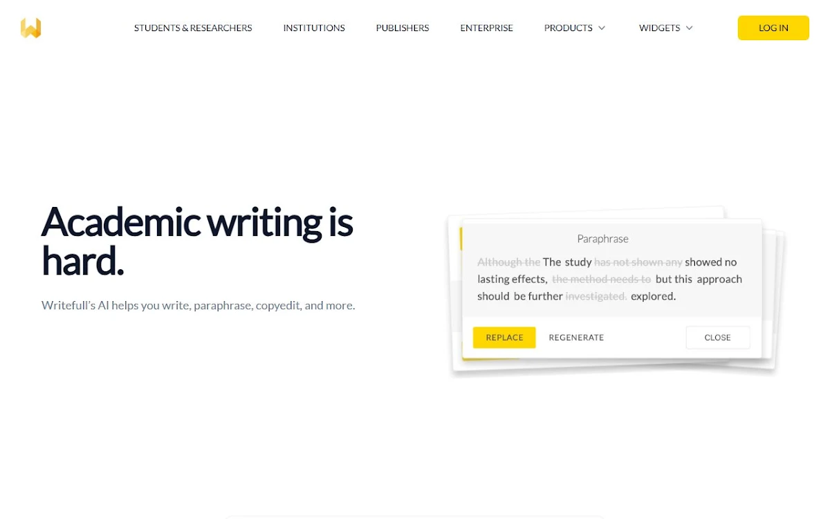 Captura de Writefull