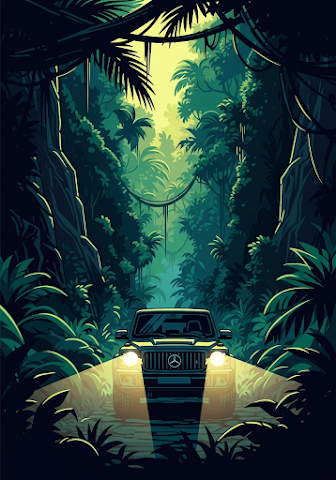 SUV Jungle Adventure Illustration
