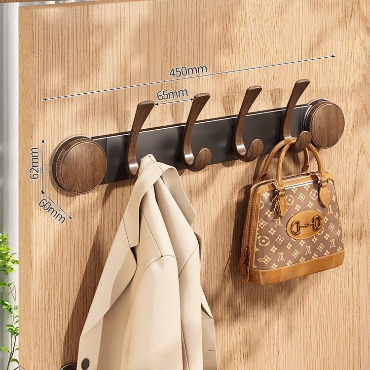 Suction Cup Wall Hook with Walnut Wood Look