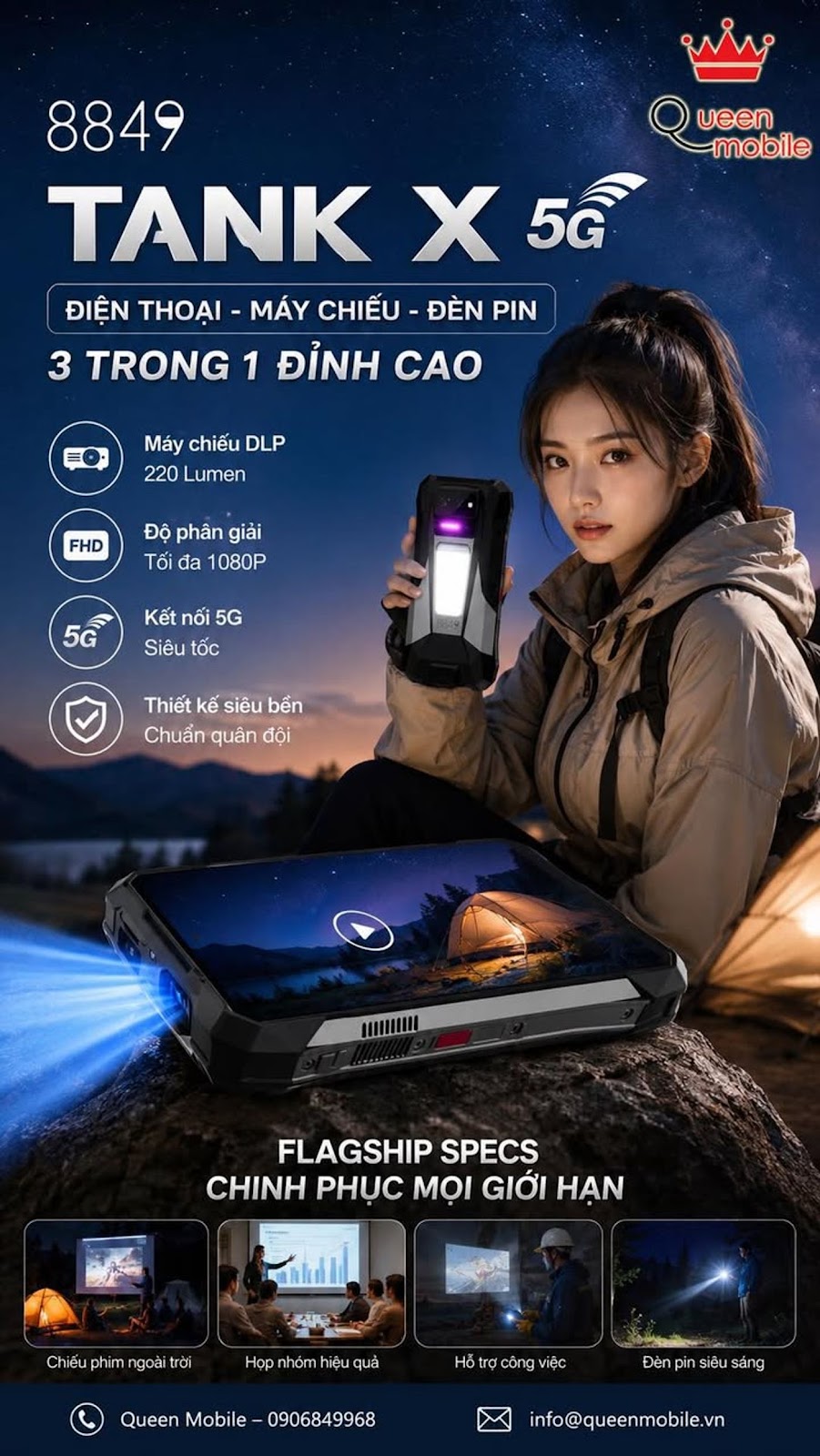 8849 TANK X 5G Lộ Diện Với Máy Chiếu DLP 220 Lumen, Tham Vọng Tạo Ra Dòng Smartphone Không Giống Bất Kỳ Ai