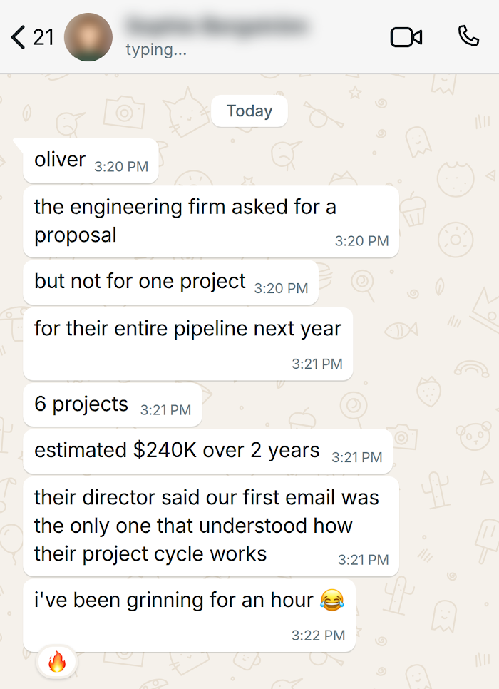 Client message on WhatsApp