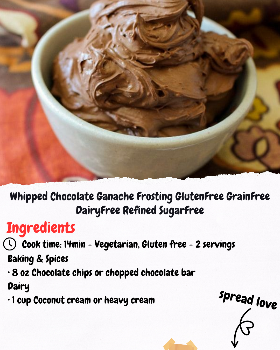 Whipped Chocolate Ganache Frosting GlutenFree GrainFree DairyFree Refined SugarFree