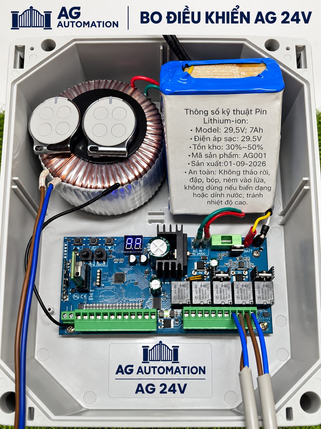 Bo AG 24V thay thế cho motor cổng âm sàn, tay đòn 24V: Beninca, FAAC, VDS, Genius