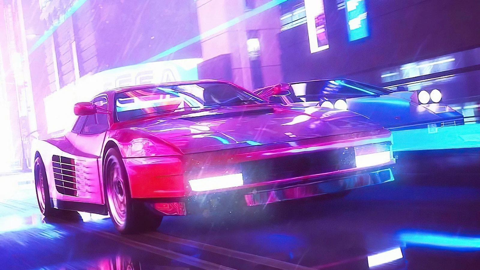 Testarossa, Outrun, Neon, Retrowave 4K Desktop Wallpaper Background [3840x2160] Free Download
