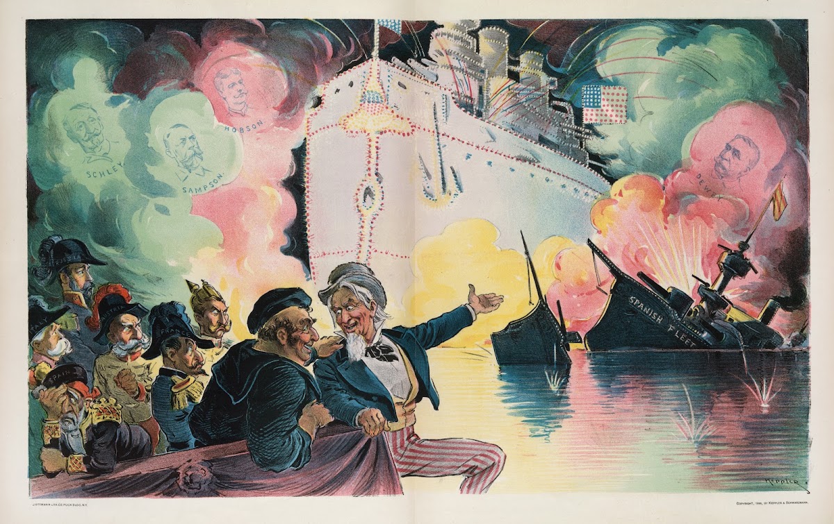 Celebrating July 4th 1898  the triumph of the American battle ship 1898
