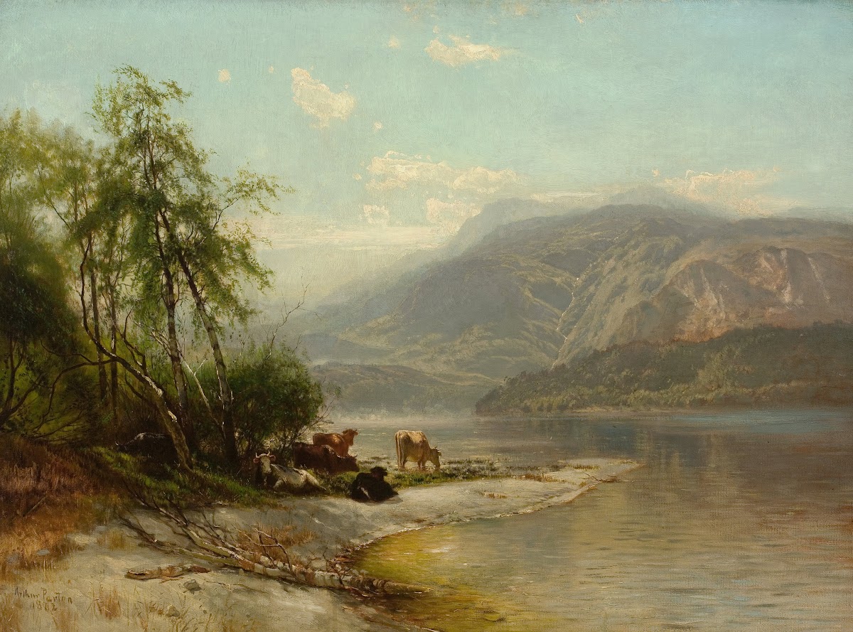 Cows Watering at Rivers Edge 1882