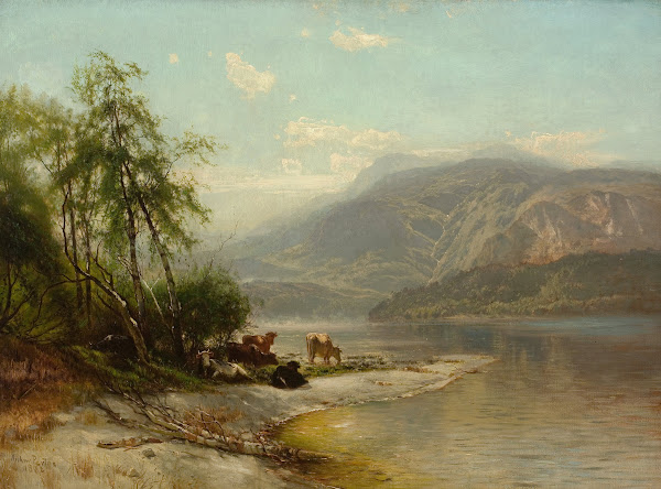 Cows Watering at Rivers Edge 1882