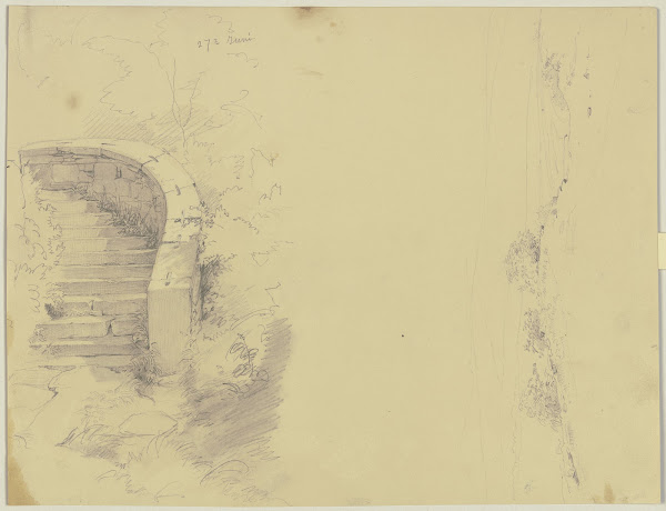 Studienblatt Parktreppe Landschaft 1837