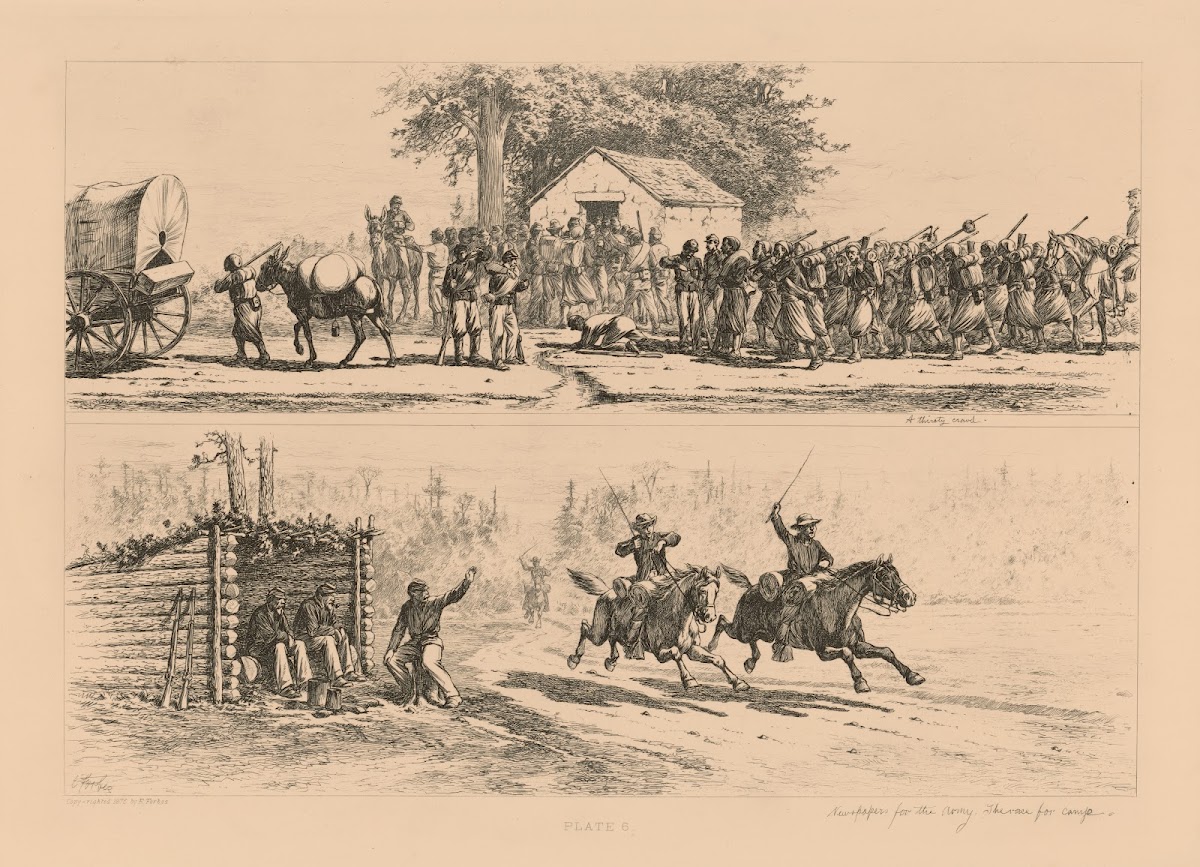 A thirsty crowd Newspapers for the Army The race for camp 1876