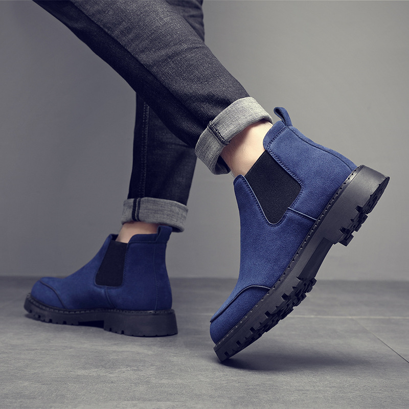Men's Suede Ankle Boots, Lace-up Shoes with Platform
