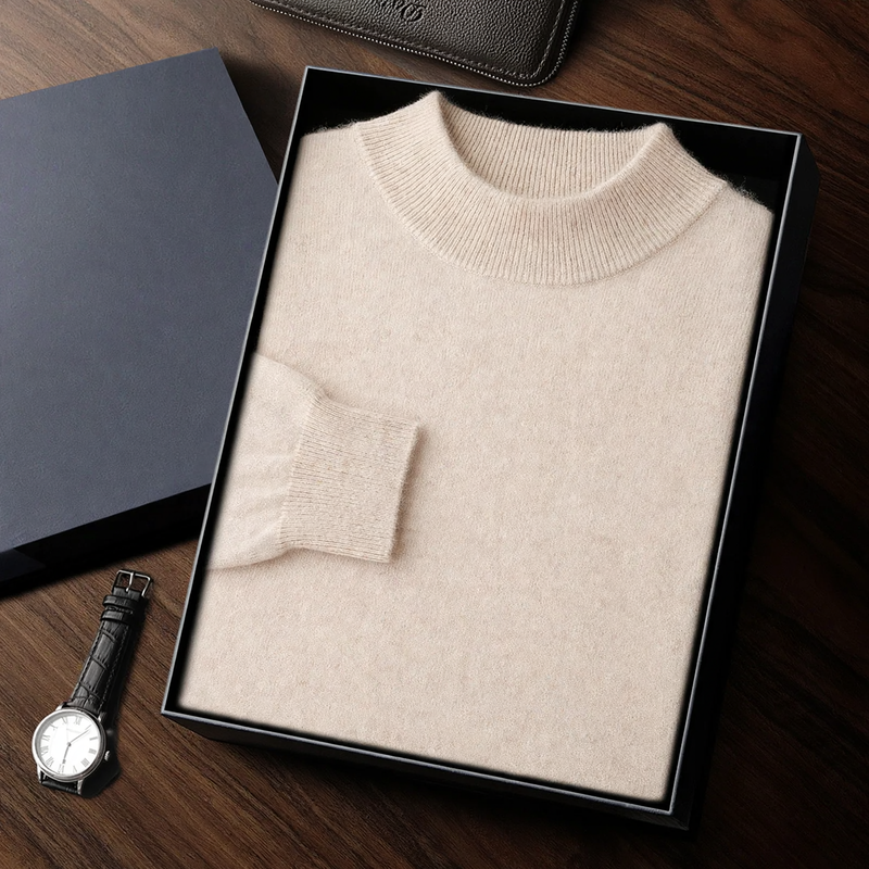 Simple Half-Collar Sweater for Men