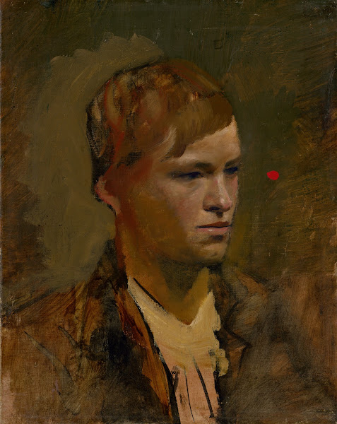 Fair Headed Boy with Red Point in the Background 18951900