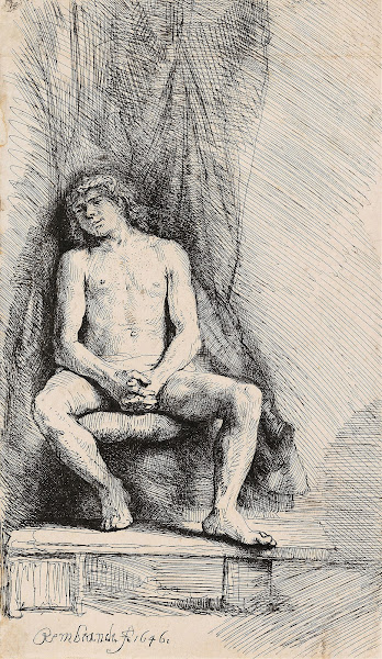 Nude Man Seated before a Curtain 1646