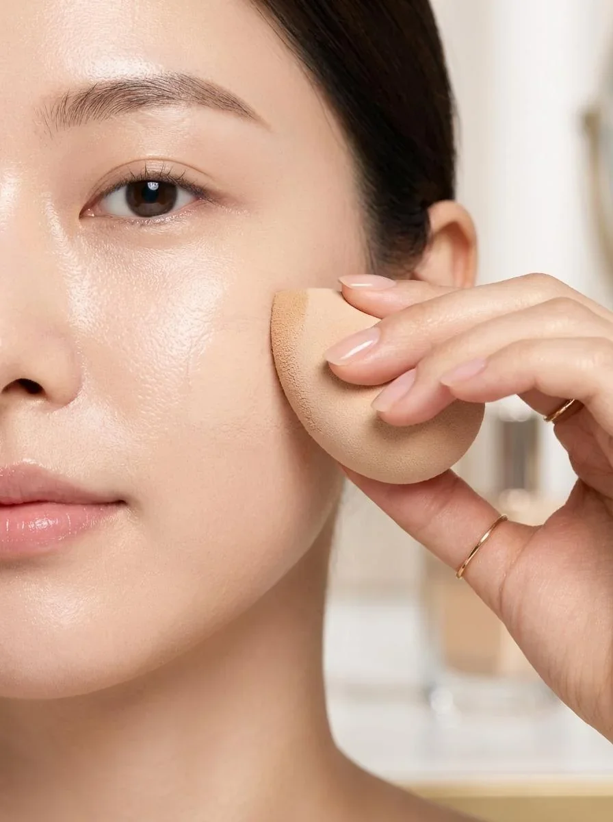 파운데이션 얇게 바르는 모습