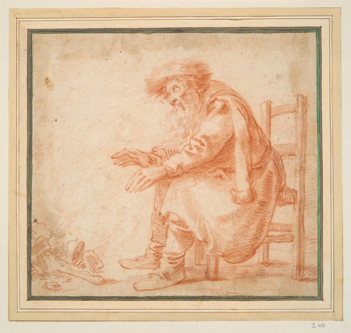 Old Man Warming his Hands at aFire