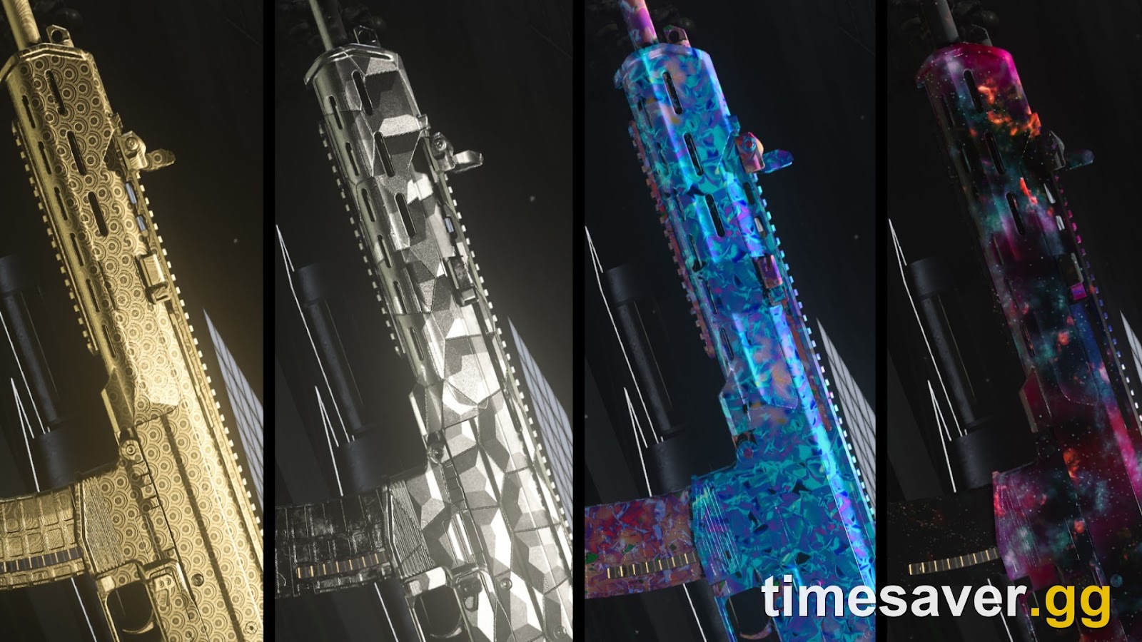 MW4 mastery camo showcase — gold, platinum, polyatomic and galaxy mastery finishes