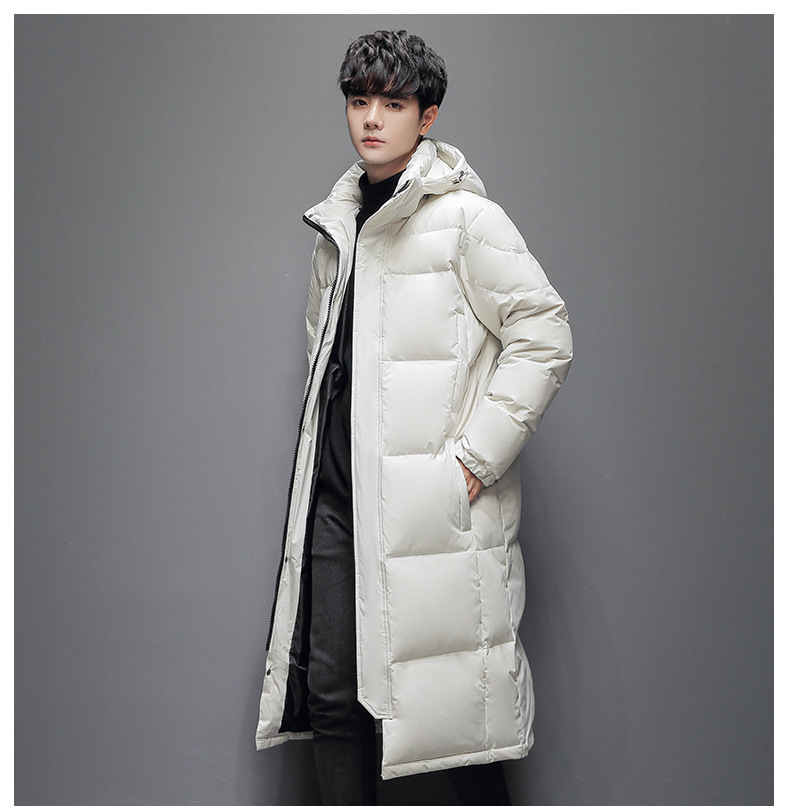 Long women’s down coat, knee-length, lined, for winter