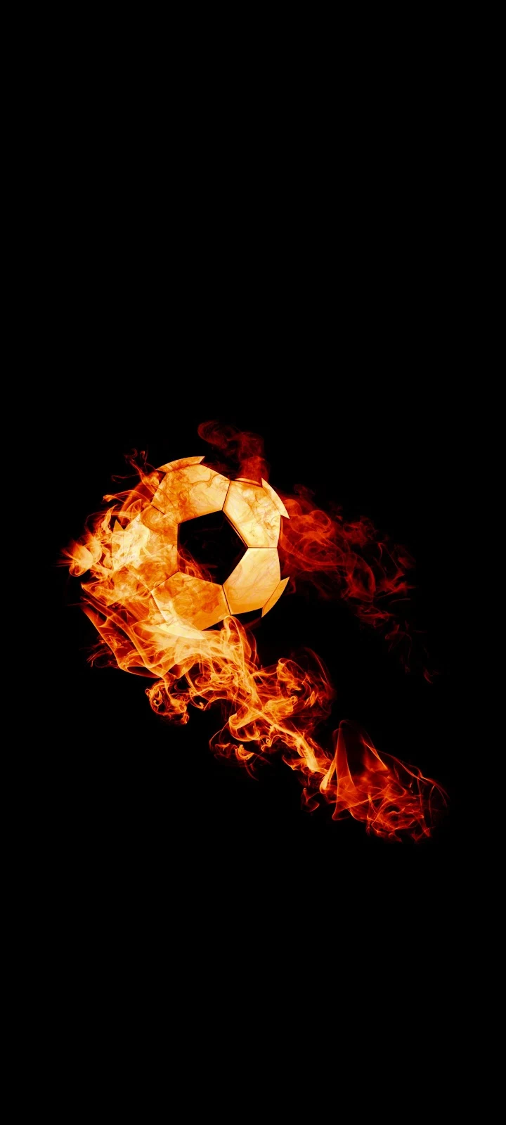 Flaming Soccer Ball On Black - Digital Art 4K iPhone Wallpaper (2778x6173)