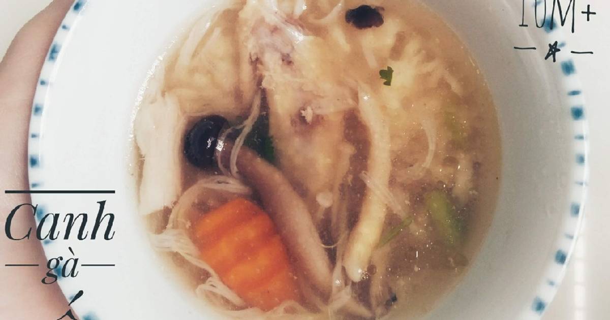 Canh gà nấu nấm cho bé