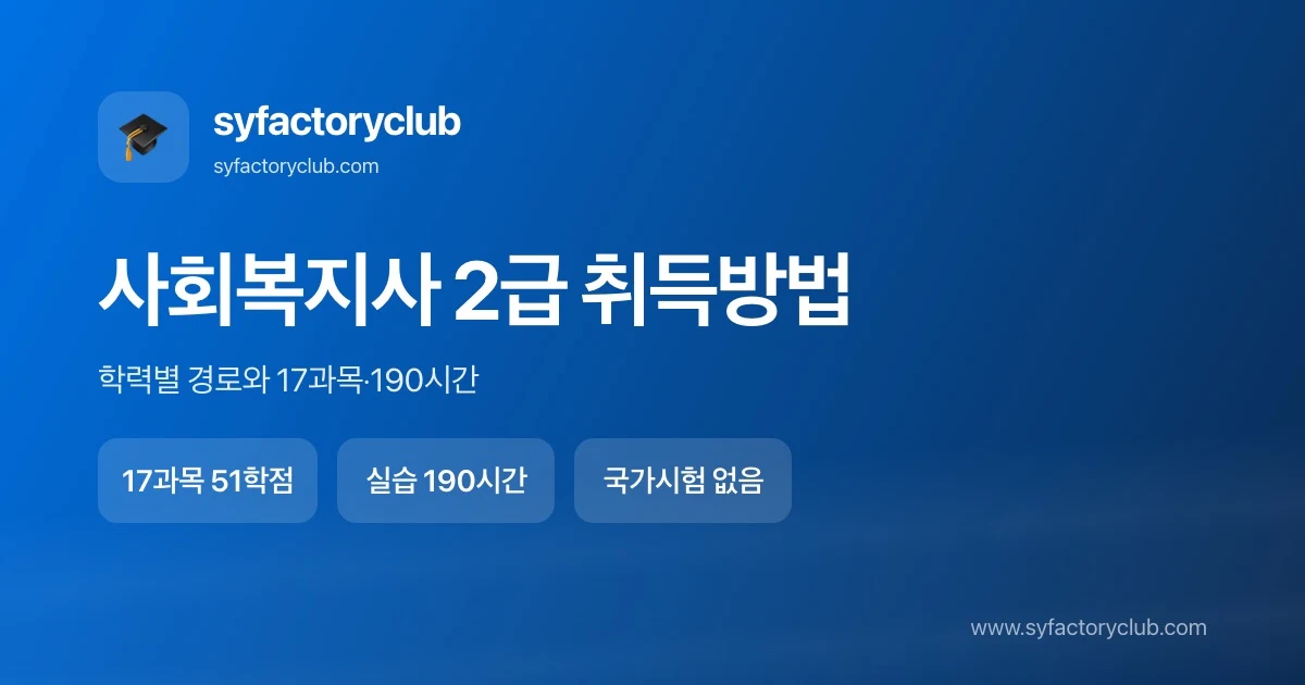 사회복지사 2급 자격증 취득방법 학력별 경로와 17과목 51학점 정리