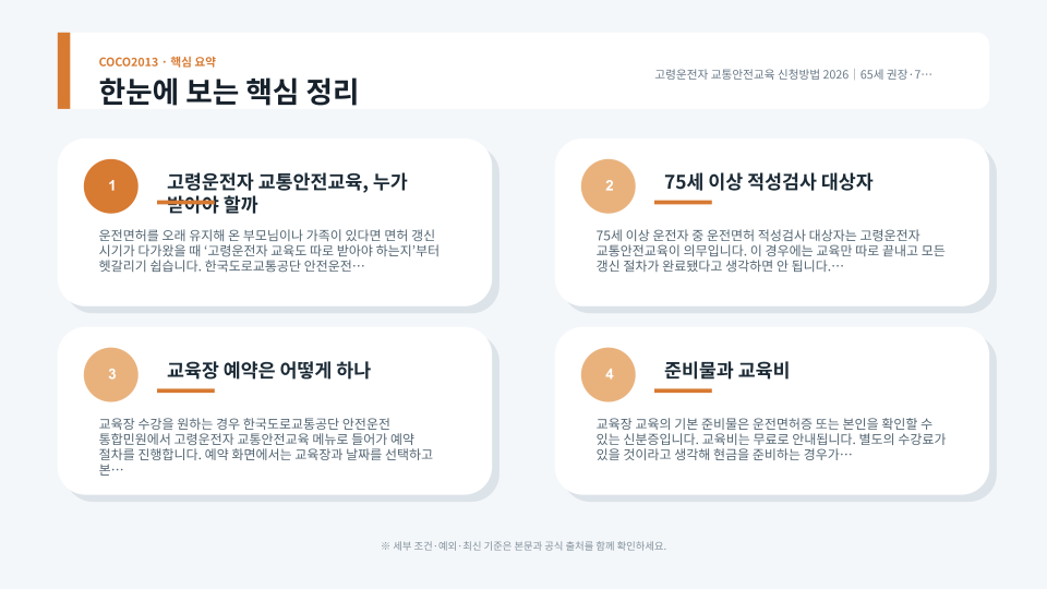 고령운전자 교통안전교육 대상과 예약·수강 절차를 정리한 안내 이미지