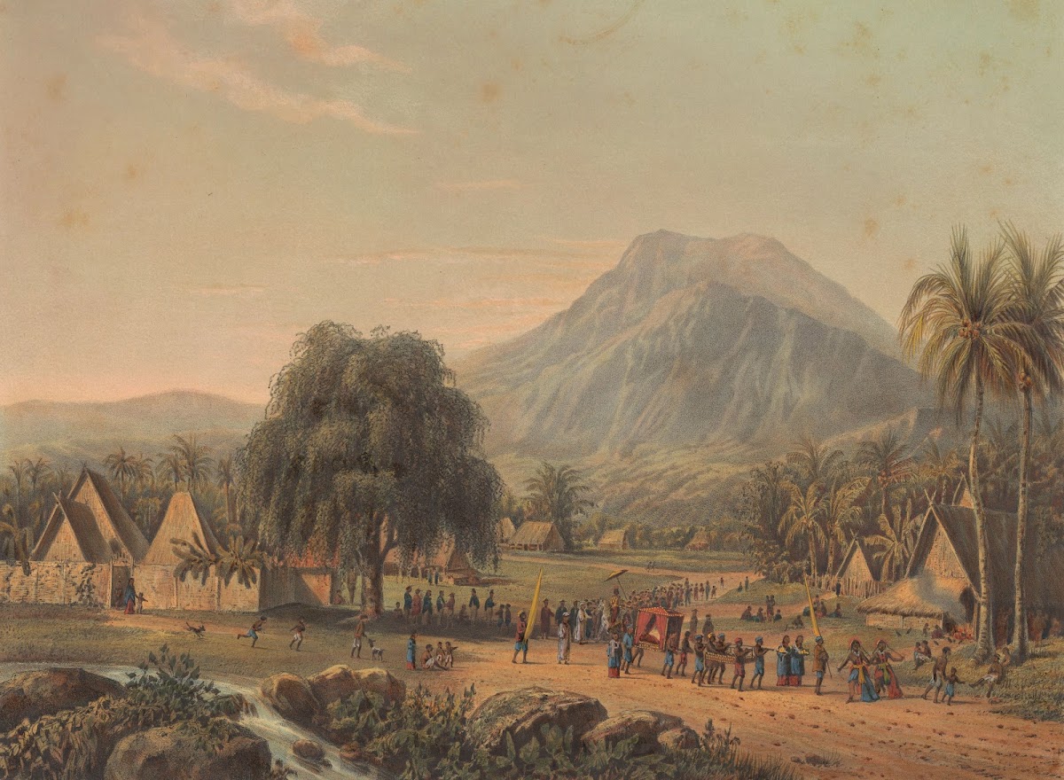 Huwelijksoptocht aan de voet van de berg Salak op Java 1869
