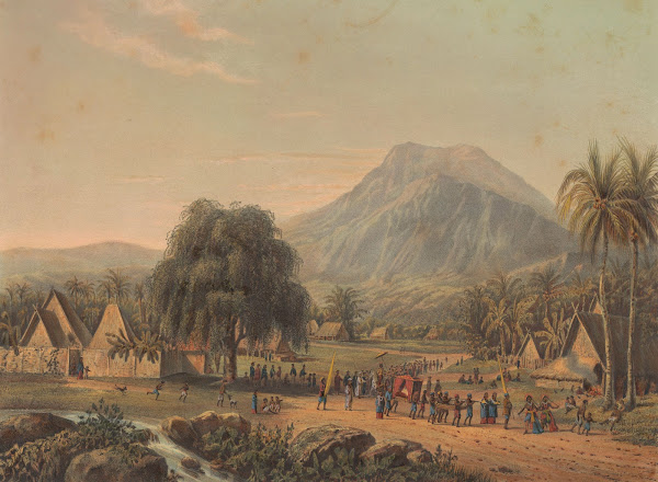 Huwelijksoptocht aan de voet van de berg Salak op Java 1869