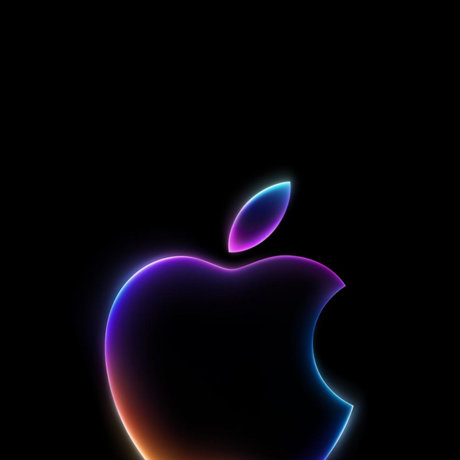Download Glowing Apple Logo Neon Gradient Full HD iPhone