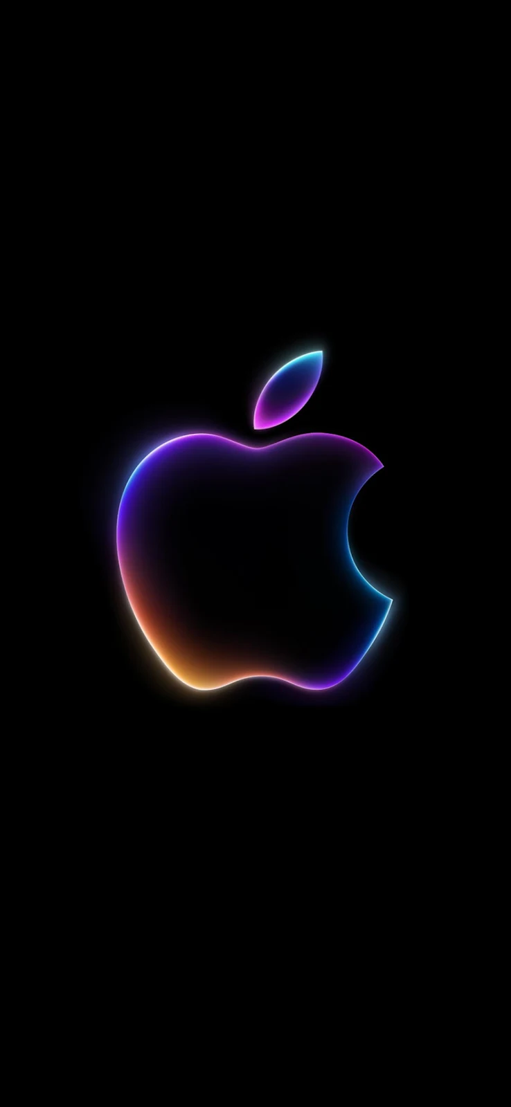Glowing Apple Logo Neon Gradient - Digital Graphic Art Full HD iPhone Wallpaper (1200x2600)