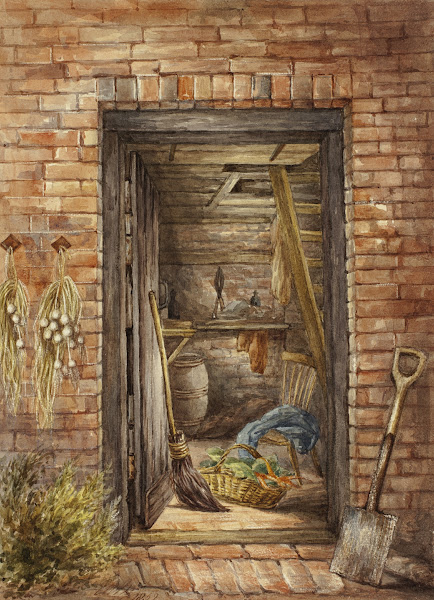 Brick Wall with Open Door and Shovel 1852