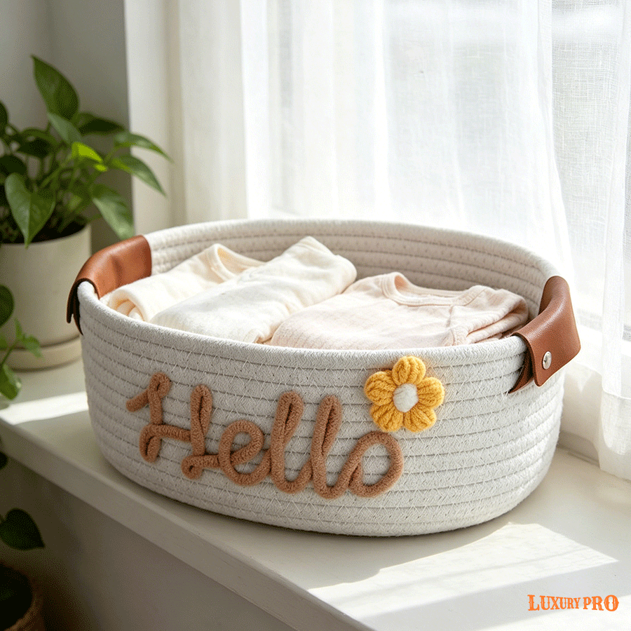 Leather Handle Storage Basket