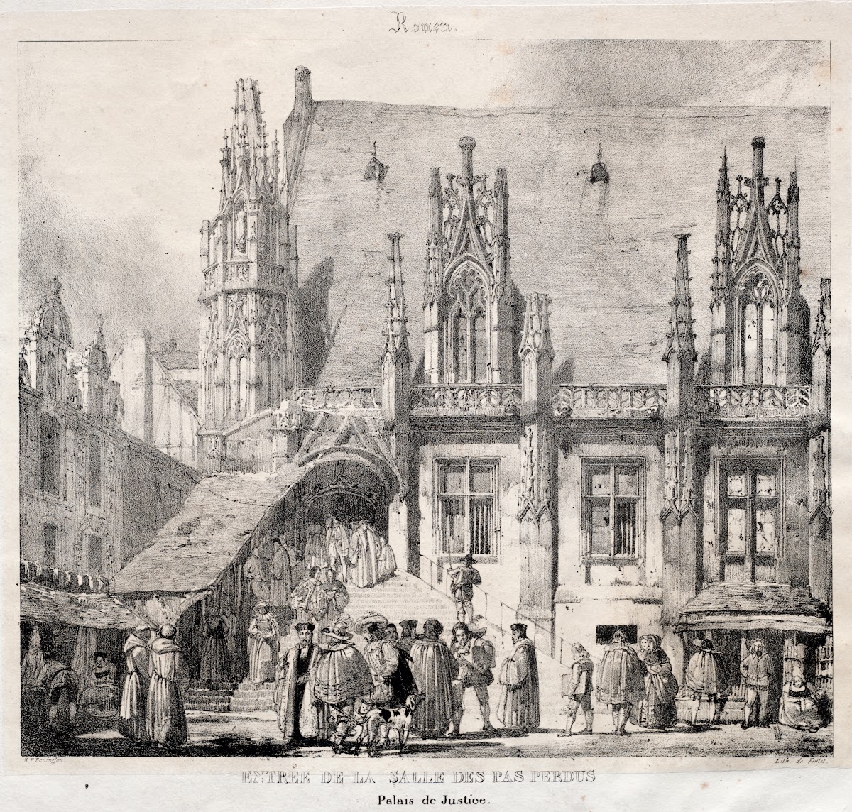 Rouen Entrée de la Salle des Pas Perdus Palais du Justice 1824