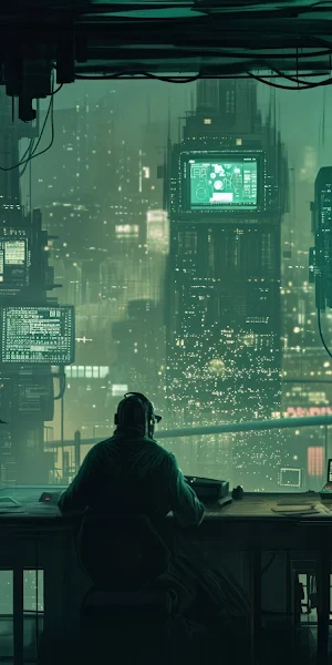 Ai Art, Illustration, Cyberpunk, Men, Computer 5K Wallpaper Background