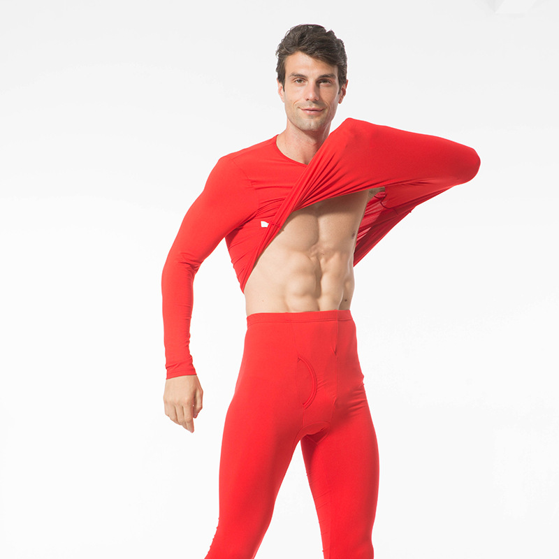 Thermal underwear set for men and women, round neckline