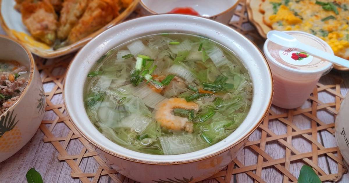 Canh cải dún nấu tôm khô thịt xay