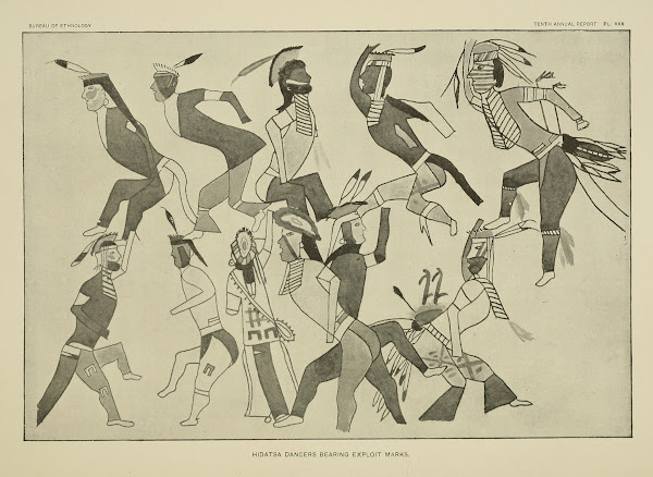Hidatsa Dancers bearing exploit marks 1894