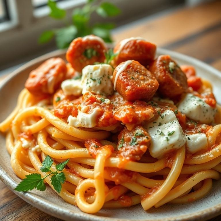 High Protein Cottage Cheese Pasta Sauce with Turkey Sausage – Creamy, Quick & Protein‑Packed Dinner finished